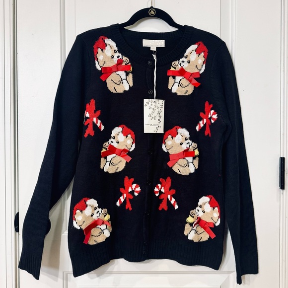 Carolyn Taylor Sweaters - *NEW* CAROLYN TAYLOR CHRISTMAS TEDDY BEAR CARDIGAN SWEATER LARGE